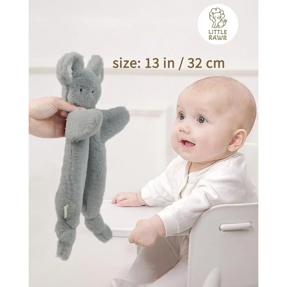 Little Rawr Lovey Soft Toy 12-Inches Pink Bunny, Stuffed Animals for Babies